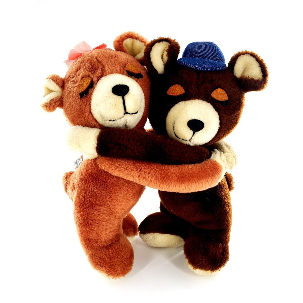 Vintage 1977 Dakin Nature Babies Hugging Boy & Girl Bears Plush 11"